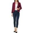 thumbnail image 2 of INSPIRE CHIC Blazer pour Femme à devant Ouvert Veste de Tailleur Courte d'Été pour le Travail TP Bourgogne-Uni, 2 of 7