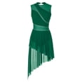 thumbnail image 1 of RUNQHUI Robe de Danse Lyrique pour Femmes Robe de Patinage Artistique Sans Manches en Mousseline Fluide Justaucorps-Robe Asymétrique Vert G, 1 of 7