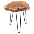 thumbnail image 3 of Table d'appoint moderne rustique en bois massif et fer – naturel, 3 of 7