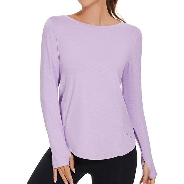 asjyhkr Chandails à Manches Longues pour Femmes Chandails de Protection Solaire Col Ras du Cou Coupe Ample Extensibles Doux Confortables T-Shirts
