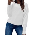 thumbnail image 1 of LUXUR Chandails Tricotés Unis pour Femmes Col Rond Ample Pull Chaud d'Hiver Blanc TG, 1 of 2