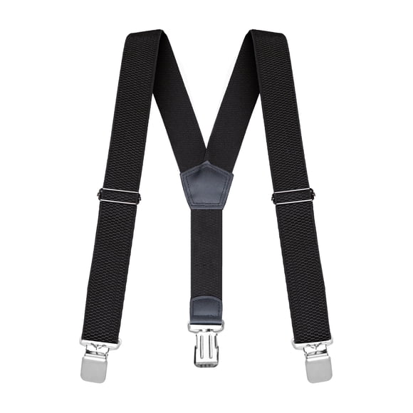 Buyless Fashion Heavy Duty Textured Suspenders for Men - 48" Adjustable Straps 1 1/4" - Y Shape