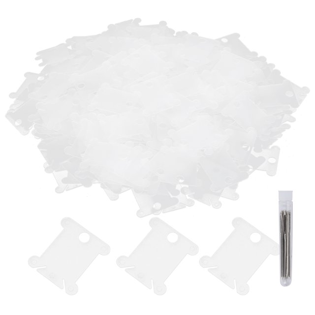 Noref Floss Bobbins,300Pcs Floss Bobbins Plastic Transparent Stitch Winding Plate Embroidery Tools
