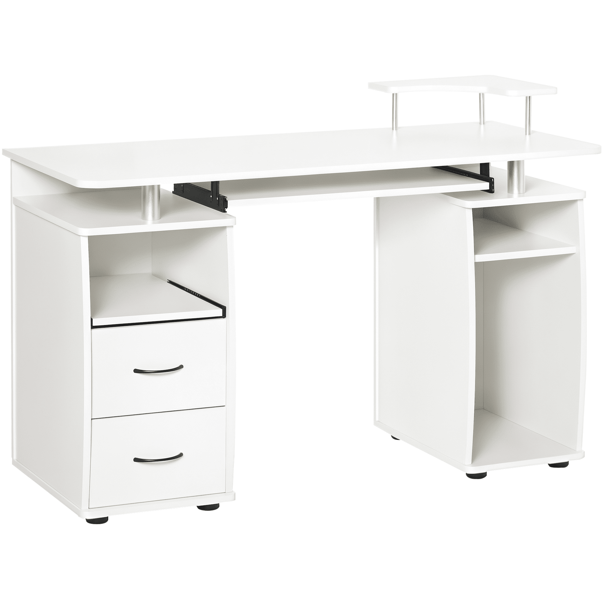 HOMCOM Computer Desk, Writing Desk with Keyboard Tray, CPU Stand, Drawers