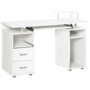 HOMCOM Computer Desk, Writing Desk with Keyboard Tray, CPU Stand, Drawers
