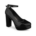 thumbnail image 1 of BLISSFUL STEP Escarpins à Talon Bloc pour Femmes Plateforme Bride à la Cheville Bout Rond Talon Noir 11, 1 of 7