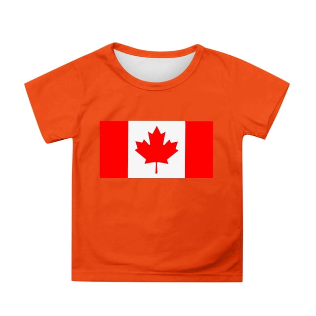 T-shirt à Manches Courtes pour Filles de la Fête du Canada, Col Rond d'Été, Coupe Décontractée, Chandails de Base