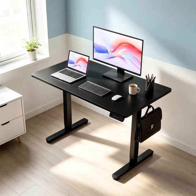 Mainstays Home Office Adult Electric Standing Desk with Memory Presets, Black