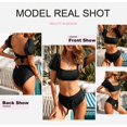 thumbnail image 3 of Womens Cute Solid Bubble Sleeves High Waisted Two Piece Bikini Swimsuit,Black,L, 3 of 5