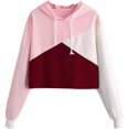 thumbnail image 1 of ORUYROP Sweat à Capuche Court à Manches Longues Zippé Rayé pour Femmes, Veste Décontractée à Cordon de Serrage, 1 of 5