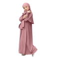 thumbnail image 4 of RXMEKW Muslim Dress Set With Shawl for Girls Long Sleeve Round Neck Ruffle Dress 2-Piece Outfit Pink, 4 of 8