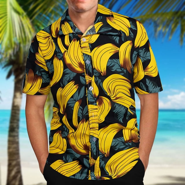 Chemise Hawaïenne pour Homme à Manches Courtes Imprimée, Boutonnée, Chemises d'Été de Plage