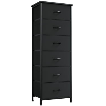 Eunos Commode Noire de 6 Pouces de Haut, Coffre de Rangement en Tissu pour Table de Chevet Ou Chambre à Coucher