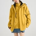 thumbnail image 1 of Women's Fashion Solid Color Long Sleeve Waterproof Rain Jacket with Zipper Pockets, Windbreaker Coat for Outdoor Use, Hooded Design for All-Weather Protection, 1 of 6