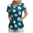 thumbnail image 1 of felwors Sarraus Femmes Confortable Léger Doux Extensible Imprimé Col en V Manches Courtes Haut de Sarrau Médical Bleu G, 1 of 8
