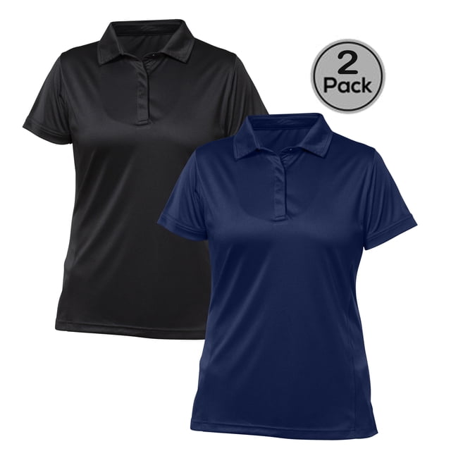 Blank Activewear Lot de 2 Polos pour Femmes, Tissu de Performance à Séchage Rapide