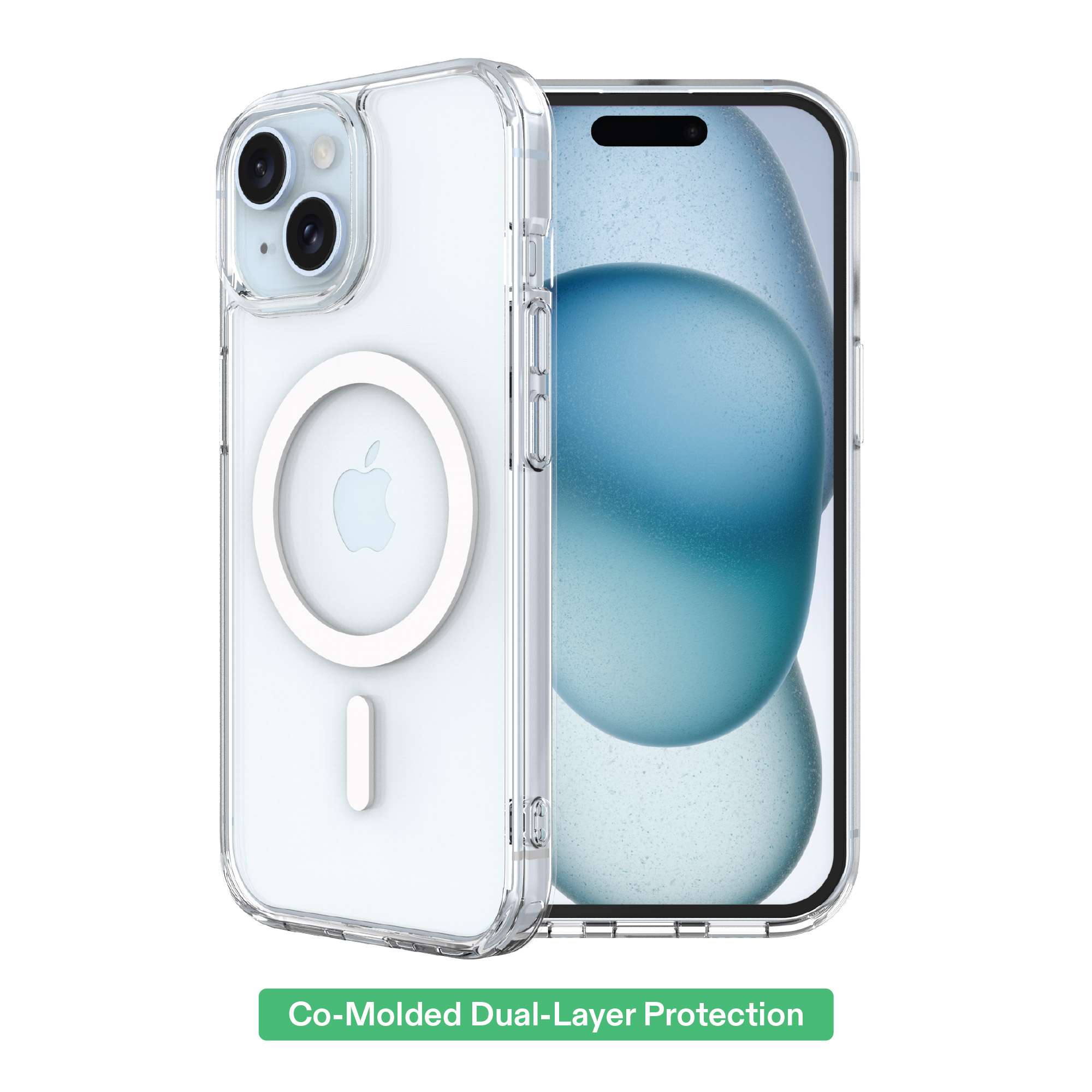 Coque de téléphone compatible avec MagSafe (Clair) et protecteur d'écran en verre avec plateau d'application facile pour iPhone 17e / iPhone 16e / iPhone 15 / iPhone 14 / iPhone 13