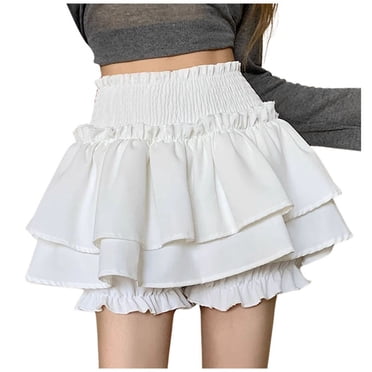 Kcodviy Jupe de Tennis Blanche Style Ballet Douce pour Femmes Jupe Gâteau Demi-Jupe pour Vache Jupe à Imprimé Nouvelle Jupe Western pour Femmes Longueur Genou Jupe Taille Haute Élastique Bord à Oreilles en Bois Jupe Courte