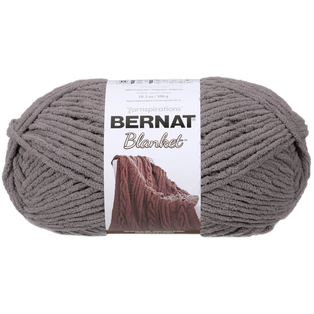 Bernat® BlanketTM #6 Fil de Polyester Super Volumineux Gris Foncé, Écheveau de 10.5oz/300g avec 220 yards, Présentant une texture Épaisse de Style Chenille, Idéal pour Tricoter Ou Crocheter des Couvertures Chaudes et la Déco de la Maison, Lavable à la machine et Séchable.