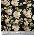 thumbnail image 3 of Soimoi Polyester Crepe Fabric Leaves & Magnolia Floral Printed Craft Fabric by The Yard 42 Inch Wide, 3 of 5