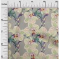 thumbnail image 1 of oneOone Silk Tabby Fabric Leaves & Orchids Floral Print Sewing Fabric BTY 42 Inches Wide, 1 of 4