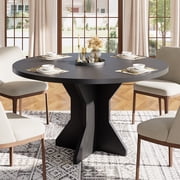 GloryStar Round Pedestal Dining Table, 47" Small-Space Kitchen Table for 4–6 People for Dining Room or Living Area