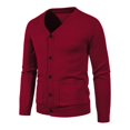 thumbnail image 1 of Manteaux Cardigan pour Hommes Manches Longues Hiver Automne Boutonné Uni Col en V Coupe Ajustée Chandail Chaud Cardigans Décontractés Hauts, 1 of 2