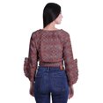 thumbnail image 2 of Moomaya Printed Womens Crop Top Wrap Style Top Wear Ruffle Long Sleeve Casual Summer Blouse, 2 of 5