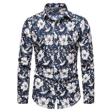 TIHLMK Mens Long Sleeve T Shirts Autumn Style Men's Fashion Printed Long-sleeved Shirt