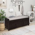 thumbnail image 1 of Noble House Banc de Rangement Style Ferme, 3 Portes à Persiennes, Coussin Amovible, Rangement Dissimulé, Espresso, 1 of 14