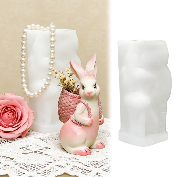 DIY Silicone Mould for Resin Craft Easter Rabbit Figurine Home Aromatic Candle Making Kit and Gypsum Craft Project