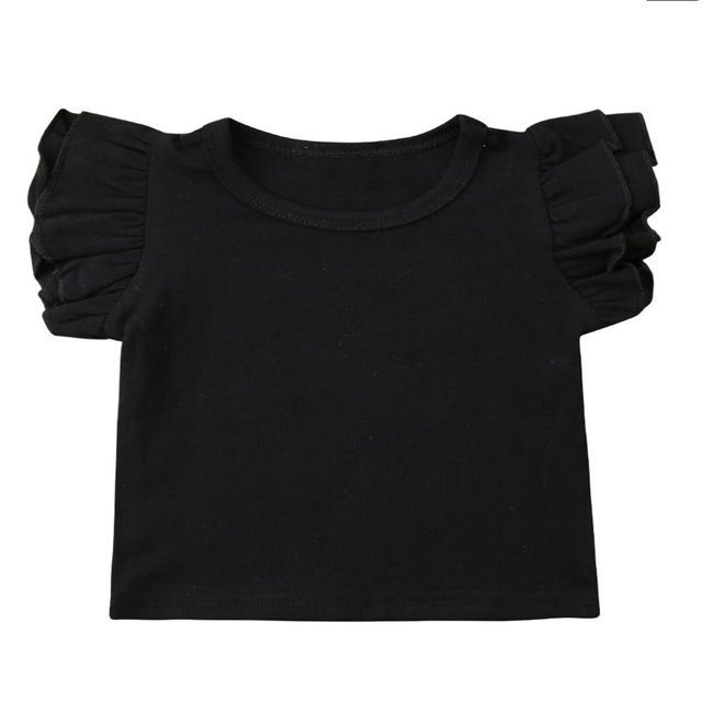 Infant Toddler Baby Girl Top Basic Plain Ruffle T-Shirt Blouse Casual Clothes