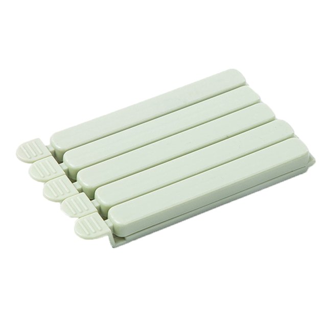 serony 5Pcs Kitchen Storage Food Snack Seal Sealing Bag Plastic Clip Clamp Tool green L 1Set
