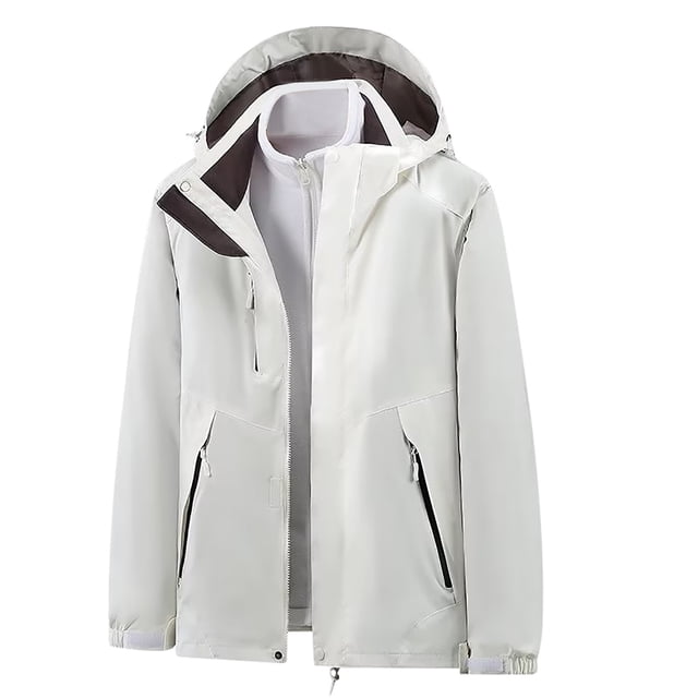 LSLJS Women's Men Winter Hooded Softshell Windproof Soft Coat Long Sleeve Jacket( White, XL)