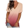 thumbnail image 2 of Mode Décontractée pour Femmes T-shirt Dégradé Col en V Manches Courtes Ample, 2 of 9