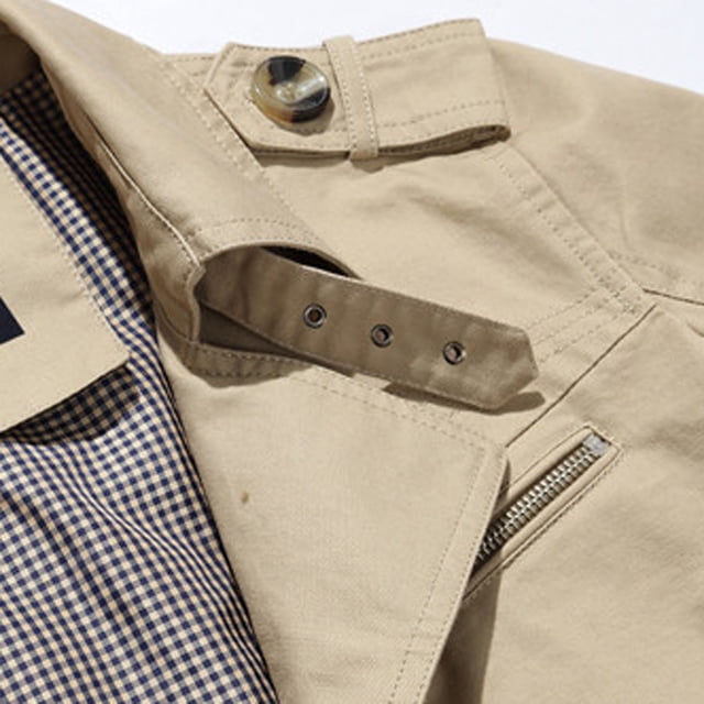 CEHVOM Homme Décontracté Uni Col Rabattu Coupe-Vent à Simple Boutonnage Fente Latérale Poche Manteau à Multiples Boutons Soldes