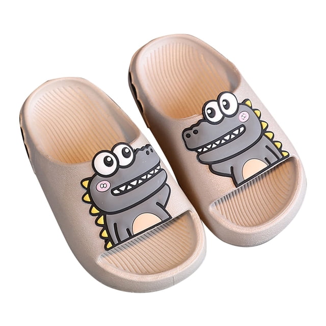 MIASHUI Kids Dinosaur Slippers Non-Slip Toddler Beach Pool Shower Home Slide Sandals,Grey,7.5