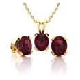 thumbnail image 1 of Paris Jewelry 18K Yellow Gold Plated 4ct Garnet Round Necklace & Earrings, 1 of 4