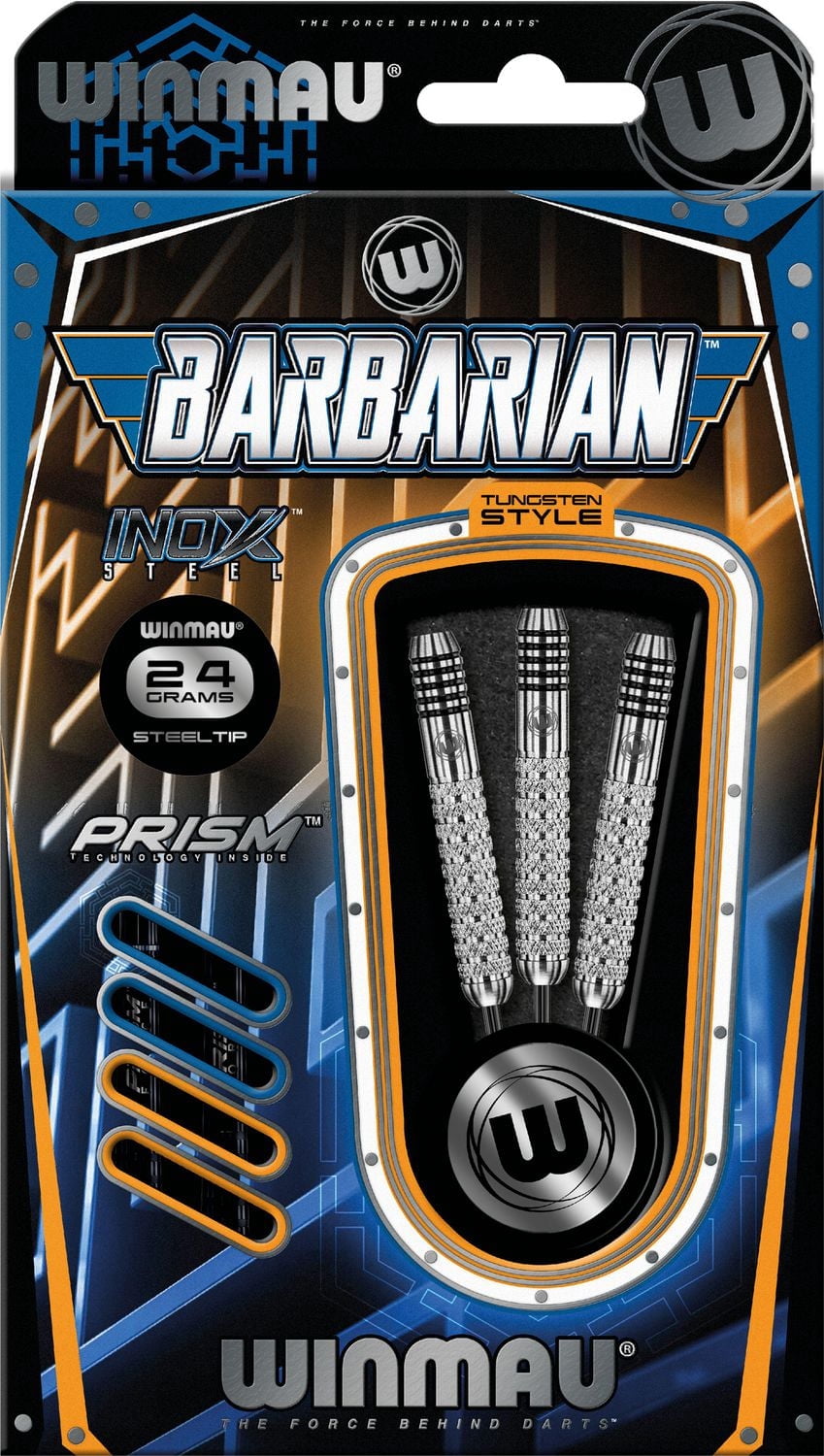 Winmau Barbarian Inox Steel Darts, 24 Grams, Steel Tip Set with Prism Force Shafts and Prism Alpha Flights