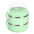 thumbnail image 4 of Thermal Lunch Box Stackable Hot Food Insulated Box 304 Stainless Steel Round Lunchbox Sealed Food ContainersDouble Layer 304 Thickened ( Green ), 4 of 14