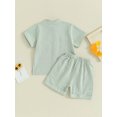 thumbnail image 4 of Gupgi Boys Summer Cotton Outfits Kids Solid Color Buttons Short Sleeve Tops Elastic Waist Shorts, 2Pcs Set, 4 of 6