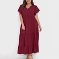 thumbnail image 5 of zanvin Plus Size Summer Dresses pour Femmes Robe Longue Maxi Bohème à Fleurs à Col en V à Manches Courtes Robes de Plage pour Fête Décontractée on, 5 of 5