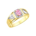 thumbnail image 3 of RYLOS Men's Rings Yellow Gold Plated Silver Classic 7X5MM Oval Gemstone & Diamond Ring Pink Ice October Birthstone Rings For Men Size 12, 3 of 7