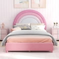 thumbnail image 4 of Gymax Lit Plateforme Simple pour Enfants, Cadre de Lit Rembourré Format Simple avec Lattes en Bois, Rose, 4 of 10