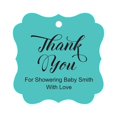 thumbnail image 1 of Darling Souvenir Baby Shower Thank you Favor Tags Custom Hang Gift Tags-Turquoise-100 Tags, 1 of 1