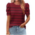 thumbnail image 1 of Pisexur Hauts pour Femmes, Hauts de Sortie pour Femmes & T-Shirt à Manches Courtes Col Rond Imprimé Haut Ample, Hauts de Printemps pour Femmes Vin, 2TG, 1 of 6