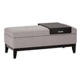 thumbnail image 2 of SIMPLIHOME Oregon 42 inch Wide Transitional Rectangle Lift Top Storage Ottoman Bench with Removable Tray, Upholstered Cloud Grey Tufted Linen Look Fabric, Footrest Stool, Coffee Table for Living Room, 2 of 9