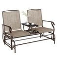 thumbnail image 1 of Outsunny Banc à Bascule d'Extérieur avec Table Chaise à Glissière pour 2 Couleur Lin, 1 of 10
