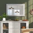thumbnail image 2 of Costway 24" x 36" Rustic Decorative Wall Mirror with Solid Wood Frame Beads for Living Room White, 2 of 10