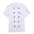thumbnail image 1 of Chef Coat Short Sleeve with Buttons Pockets Cook Jacket Chic Cooking Work Wear Uniform Costume for Restaurant Hotel Cafe Kitchen White M, 1 of 7